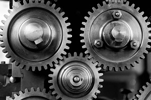 A series of interconnected gears
