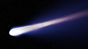 A comet moving through space