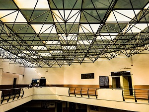 A space truss supporting a roof